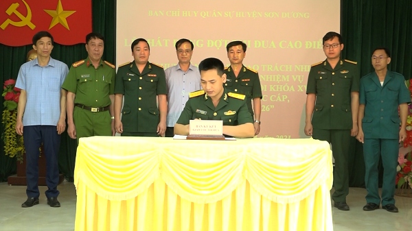 Ban CHQS huyện Sơn Dương phát động đợt thi đua cao điểm chào mừng bầu cử Quốc hội và HĐND các cấp, nhiệm kỳ 2021 - 2016